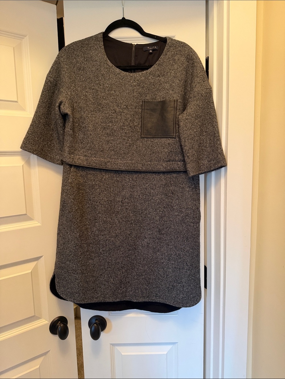 Madewell Gray Wool Layered Pocket Dress